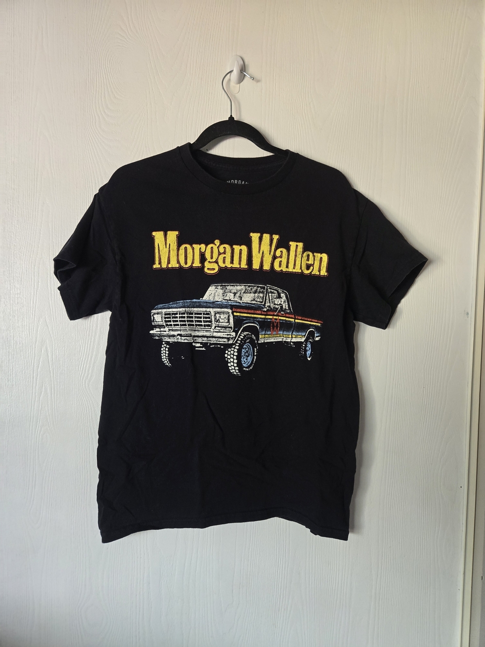 Black Graphic Short-Sleeve Tee with Yellow Logo
